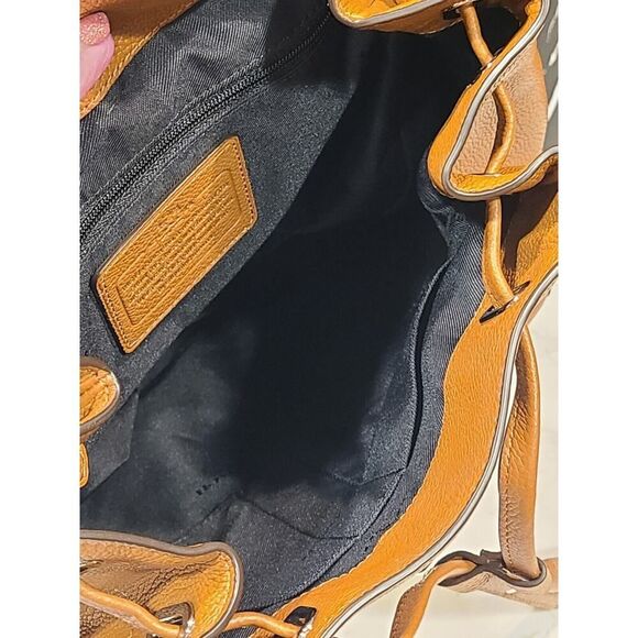 Coach Turnlock Rucksack Backpack Classic Saddle Brown Pebbled Leather Preppy EUC - Picture 15 of 16